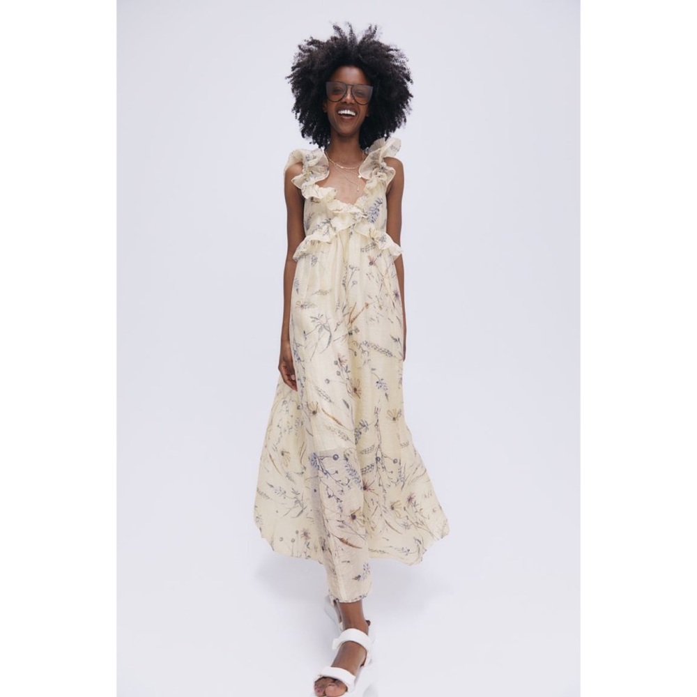 H&M CONSCIOUS Lyocell ruffle DRESS SIZE XS